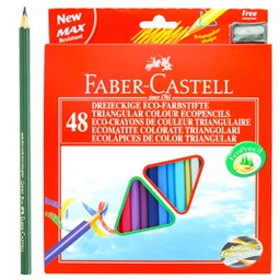 [76614] ASTUCCIO 48 PASTELLI COLORATI TRIANGOLARI ECO + TEMPERINO FABER CASTELL