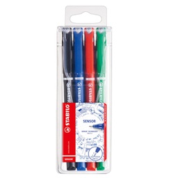 [80096] ASTUCCIO 4 FINELINER STABILO SENSOR PUNTA 0.3MM COLORI ASSORTITI