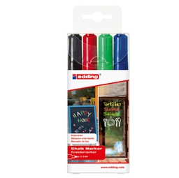 [83101] Astuccio 4 marcatore EDDING 4095 punta conica gesso liquido col.assortiti