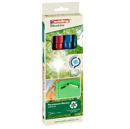 [94332] Astuccio 4 marcatori permanente 25 Ecoline punta tonda 1.0mm ne/bl/ro/ve Edding