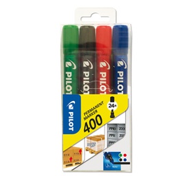 [80295] ASTUCCIO 4 MARCATORI PERMANENTI 400 COLORI ASSORTITI P.SCALPELLO 4.5MM PILOT