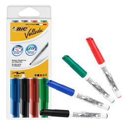 [83110] Astuccio 4 pennarelli VELLEDA 1741 punta tonda whiteboard colori assortiti BICÂ®