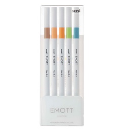 [94320] Astuccio 5 fineliner EMOTT tratto 0.4mm colori ass. Nature Uni Mitsubishi