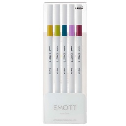 [94322] Astuccio 5 fineliner EMOTT tratto 0.4mm colori ass. RetrO' Uni Mitsubishi