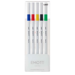[94315] Astuccio 5 fineliner EMOTT tratto 0.4mm colori ass. Vivid Uni Mitsubishi