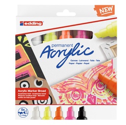 [93366] Astuccio 5 marcatori acrilici Edding 5000 broad neon