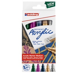 [93367] Astuccio 5 marcatori acrilici Edding 5100 medium Festa