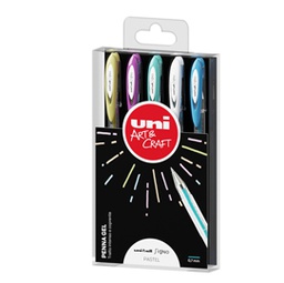 [85795] Astuccio 5 penna sfera gel UNI-BALL SIGNO 0,7mm col.ass. pastel UNI MITSUBISHI