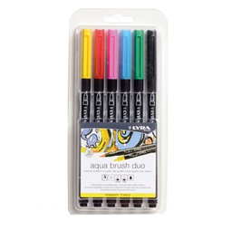 [94288] Astuccio 6 pennarelli Aqua Brush Duo colori primari Lyra