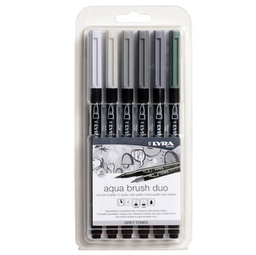 [93294] ASTUCCIO 6 PENNARELLI AQUA BRUSH DUO LYRA Scala di Grigio L6521063