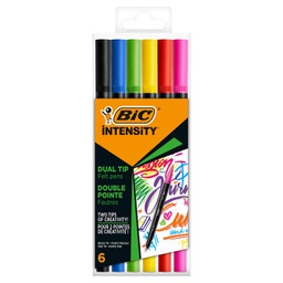 [95241] Astuccio 6 pennarelli Intensity dual tip brush colori assortiti Intense BIC