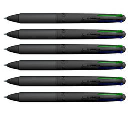 [96214] Astuccio 6 penne sfera 4 colori Multi 1,00mm All Black Osama