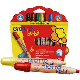[50077] Astuccio 6 supermatitoni lavabili c/temperino GIOTTO BeBE'