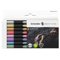 [93981] Astuccio 8 pennarelli Metallic Liner 020 punta 1-2mm colori assortiti Schneider