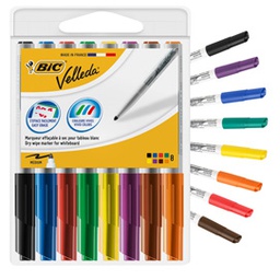 [83111] Astuccio 8 pennarelli VELLEDA 1741 punta tonda whiteboard colori assortiti BICÂ®