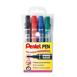 [85912] Astuccio marcatore Pentel pen N50 4 colori assortiti punta tonda