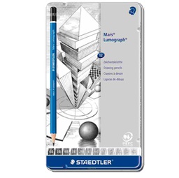 [77008] Astuccio metallo 12 matite grafite MarsÂ® LumographÂ® 12gradazioni Staedtler