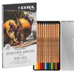 [84930] ASTUCCIO METALLO 12 pastelli colorati REMBRANDT POLYCOLOR Lyra