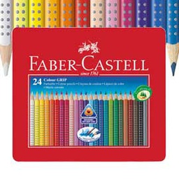 [73609] ASTUCCIO metallo 24 PASTELLI COLORATI ACQUERELLABILI Color Grip FABER CASTELL