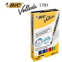 [57777] Astuccio pennarello VELLEDA 1791 punta scalpello whiteboard 4 colori BICÂ®