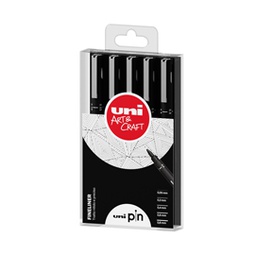 [85722] Astuccio Pin fineliner nero 5 gradazioni assortiti Uni Mitsubishi