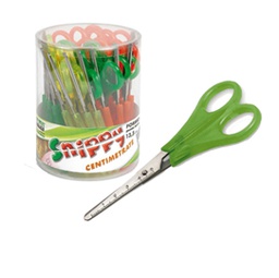 [51489] Barattolo 24 forbici SNIPPY centimetrate 13,5cm punta tonda LEBEZ