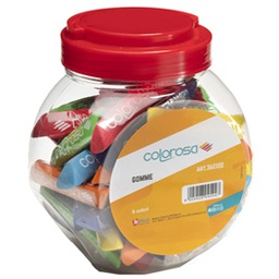 [83950] Barattolo 48 gomme soft-touch lungh. 8cm colori ass. Colorosa RiPlast