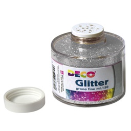 [56816] BARATTOLO GLITTER GRANA FINE ML150 ARGENTO ART 130/100 DECO
