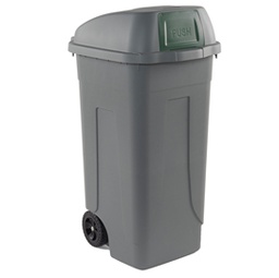 [86734] Bidone mobile Cen Push 100Lt grigio c/coperchio verde per raccolta diff.