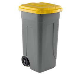 [86729] Bidone mobile Cento 100Lt grigio c/coperchio giallo per raccolta differenziata