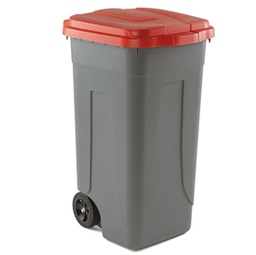 [86732] Bidone mobile Cento 100Lt grigio c/coperchio rosso per raccolta differenziata