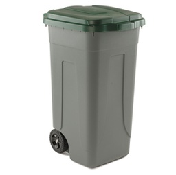 [86730] Bidone mobile Cento 100Lt grigio c/coperchio verde per raccolta differenziata