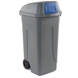 [86735] Bidone mobile Cento Push 100Lt grigio c/coperchio blu per raccolta diff.