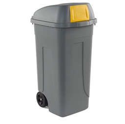 [86733] Bidone mobile Cento Push 100Lt grigio c/coperchio giallo per raccolta diff.