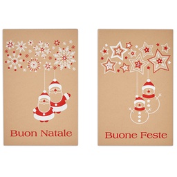[96325] Biglietto Natale doppio 9x14cm cartoncino avana fantasie assortite Sadoch