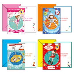 [97136] Biglietto Buon Compleanno c/ruota numerata tema bambini 4 soggetti ass. Kartos