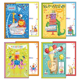 [97146] Biglietto Buon Compleanno tema bambini 4 soggetti assortiti Kartos
