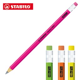 [52887] Blister 12 matite grafite c/gommino HB fusto in 4 colori fluo Stabilo