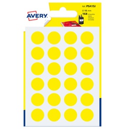 [83404] Blister 168 etichetta adesiva tonda PSA giallo D15mm Avery