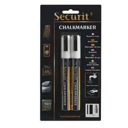 [71673] Blister 2 marcatore a gesso liquido punta media bianco SECURIT