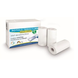 [93453] Blister 3 rotoli carta termica 55gr BPA free 57mm x 7mt senza anima x POS