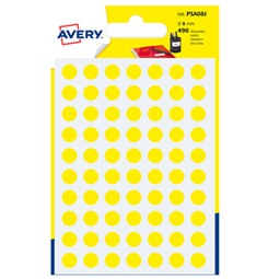 [83405] Blister 490 etichetta adesiva tonda PSA giallo D8mm Avery