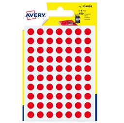 [83402] Blister 490 etichetta adesiva tonda PSA rosso D8mm Avery
