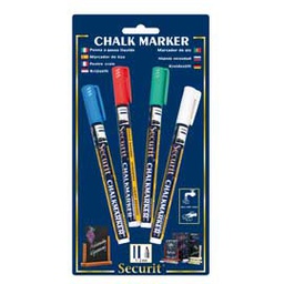[71671] Blister 4 marcatore a gesso liquido punta fine ass.colore base SECURIT