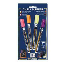 [71672] Blister 4 marcatore a gesso liquido punta fine ass. colore tropical SECURIT