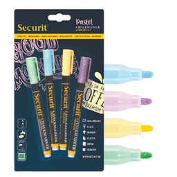 [90139] Blister 4 marcatore a gesso liquido punta fine ass. Pastel SECURIT