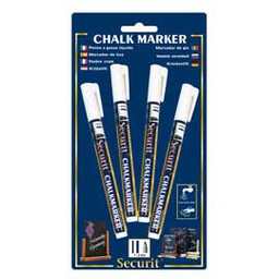 [71670] Blister 4 marcatore punta fine a gesso liquido bianco SECURIT