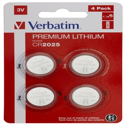 [VERB49532] BLISTER 4 MICROPILE A PASTIGLIA CR2025 LITIO 3V VERBATIM