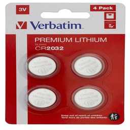 [VERB49533] BLISTER 4 MICROPILE A PASTIGLIA CR2032 LITIO 3V VERBATIM