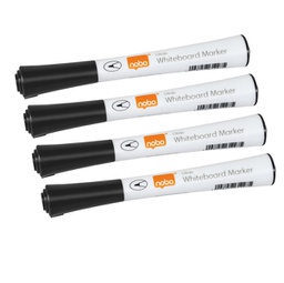 [91317] Blister 4 pennarelli Glide per lavagne bianche punta tonda colore Nero Nobo
